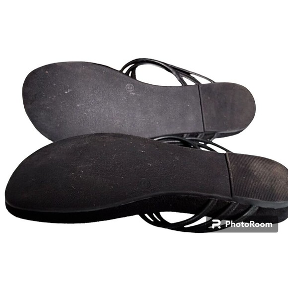 Bjorndal Black Leather Sandals Size 8 Gold Hardware - Picture 5 of 7